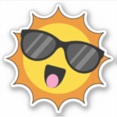 Kawaii Happy Sun met zonnebril Sticker (Voorkant)