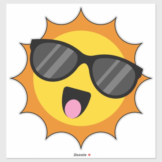 Kawaii Happy Sun met zonnebril Sticker (Vel)