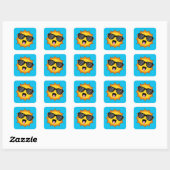 Kawaii Happy Sun met zonnebril Vierkante Sticker (Vel)