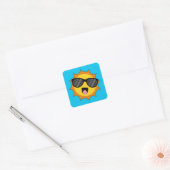 Kawaii Happy Sun met zonnebril Vierkante Sticker (Envelop)