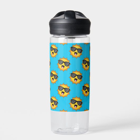 Kawaii Happy Sun met zonnebril Waterfles (Voorkant)