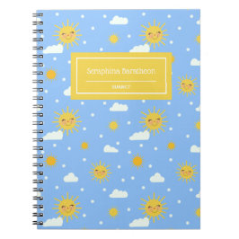 Kawaii Happy Suns en Clouds Pattern Notitieboek