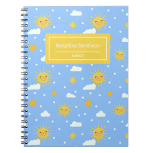 Kawaii Happy Suns en Clouds Pattern Notitieboek