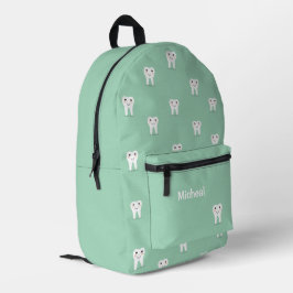 Kawaii happy tand gepersonaliseerd groen bedrukte rugzak