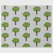 Kawaii Happy Winking Apple Tree Cadeaupapier (Vlak)