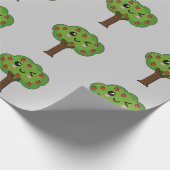 Kawaii Happy Winking Apple Tree Cadeaupapier (Hoek)