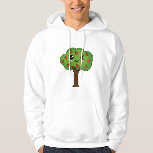 Kawaii Happy Winking Apple Tree Hoodie (Voorkant)
