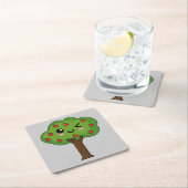 Kawaii Happy Winking Apple Tree Kartonnen Onderzetters (Insitu)