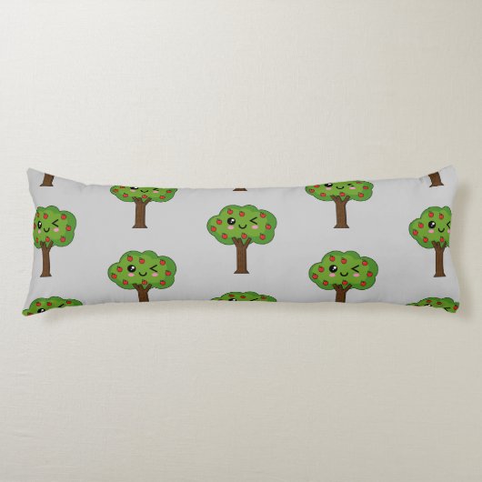 Kawaii Happy Winking Apple Tree Lichaamskussen (Voorkant)