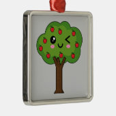 Kawaii Happy Winking Apple Tree Metalen Ornament (Rechts)