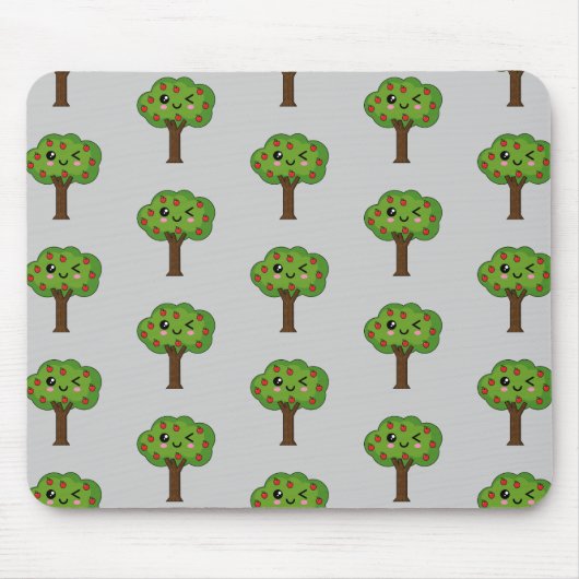 Kawaii Happy Winking Apple Tree Muismat (Voorkant)