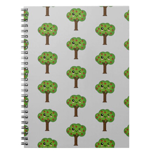 Kawaii Happy Winking Apple Tree Notitieboek (Voorkant)