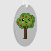 Kawaii Happy Winking Apple Tree Ornament (voorkant)