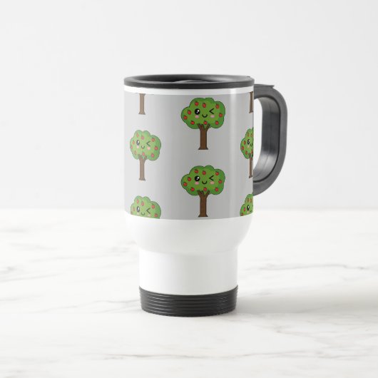 Kawaii Happy Winking Apple Tree Reisbeker (Voorkant rechts)