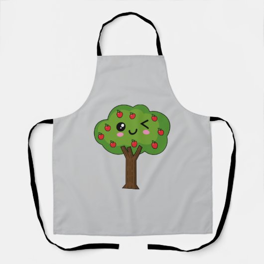 Kawaii Happy Winking Apple Tree Schort (Voorkant)