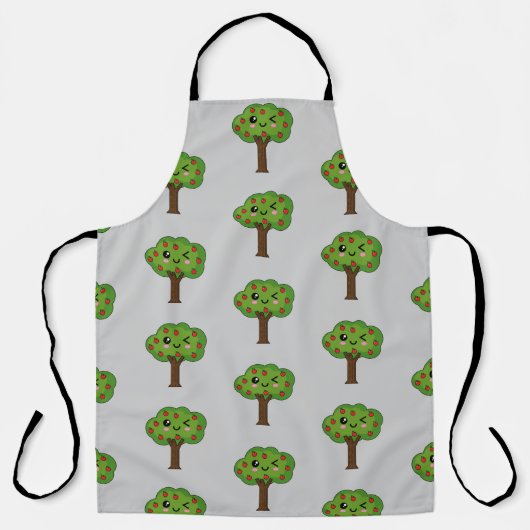 Kawaii Happy Winking Apple Tree Schort (Voorkant)