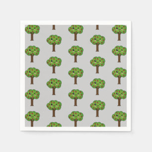 Kawaii Happy Winking Apple Tree Servet