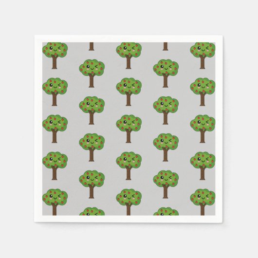 Kawaii Happy Winking Apple Tree Servet (Voorkant)