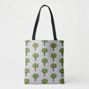 Kawaii Happy Winking Apple Tree Tote Bag