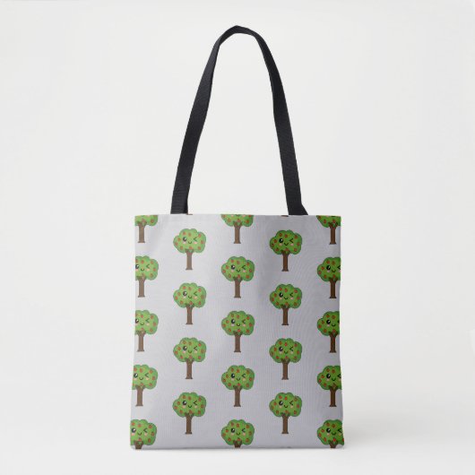 Kawaii Happy Winking Apple Tree Tote Bag (Voorkant)