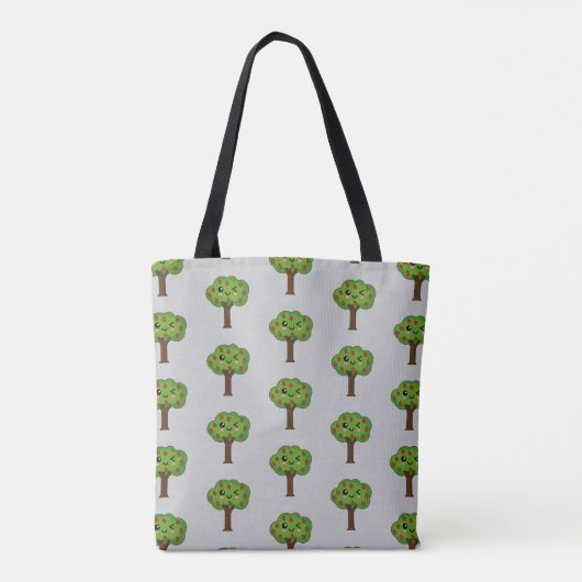 Kawaii Happy Winking Apple Tree Tote Bag (Achterkant)