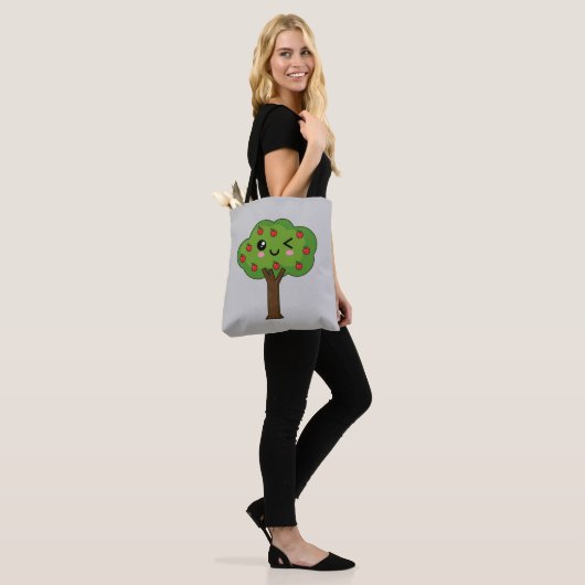 Kawaii Happy Winking Apple Tree Tote Bag (Op model)