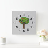 Kawaii Happy Winking Apple Tree Vierkante Klok (Huis)
