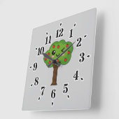 Kawaii Happy Winking Apple Tree Vierkante Klok (Hoek)