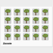 Kawaii Happy Winking Apple Tree Vierkante Sticker (Vel)