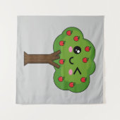 Kawaii Happy Winking Apple Tree Wandkleed (Voorkant (horizontaal))