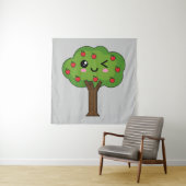Kawaii Happy Winking Apple Tree Wandkleed (In situ)
