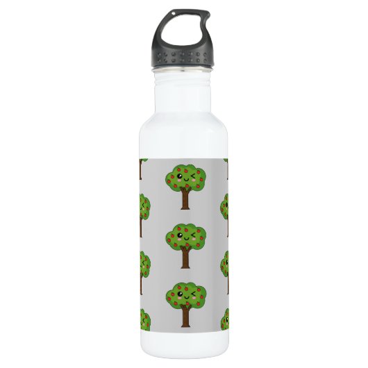 Kawaii Happy Winking Apple Tree Waterfles (Voorkant)