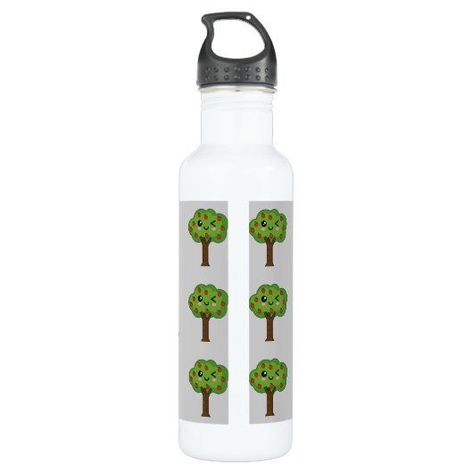Kawaii Happy Winking Apple Tree Waterfles (Achterkant)