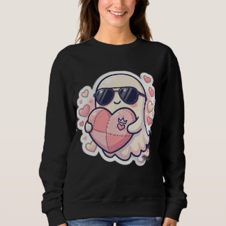 Kawaii Hart Karakter Hoodie met Zonnebril Trui