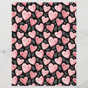 Kawaii hart patroon plakboek papier roze zwart
