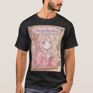 Kawaii Hartslag Boba Thee Anime Meisje Esthetisch T-shirt