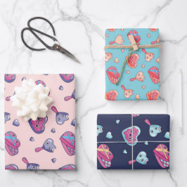 Kawaii Heart en Love Doodle Cute Valentijnsdag Inpakpapier Vel