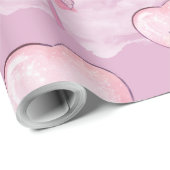 Kawaii Heart Lollipop Pattern – Pastel Paarse Cadeaupapier (Rol Hoek)