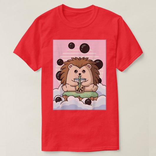Kawaii Hedegel Bubble Boba Milk Tea Japans est T-shirt (Design voorkant)