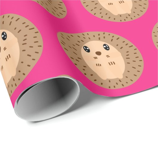 Kawaii Hedgel Roze omslagpapier Cadeaupapier (Rol Hoek)