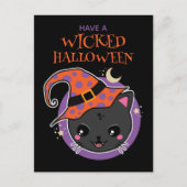 Kawaii Heks Kat Halloween Briefkaart (Voorkant)