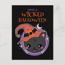 Kawaii Heks Kat Halloween Briefkaart