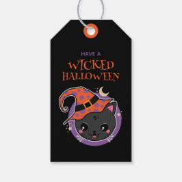 Kawaii Heks Kat Halloween Cadeaulabel