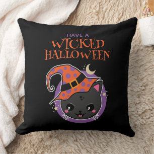 Kawaii Heks Kat Halloween Kussen