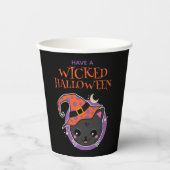 Kawaii Heks Kat Halloween Papieren Bekers (Voorkant)