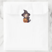 Kawaii heks meisje vierkante sticker (Tas)