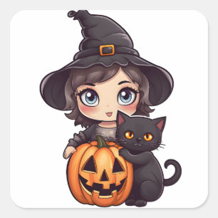 Kawaii heks meisje vierkante sticker