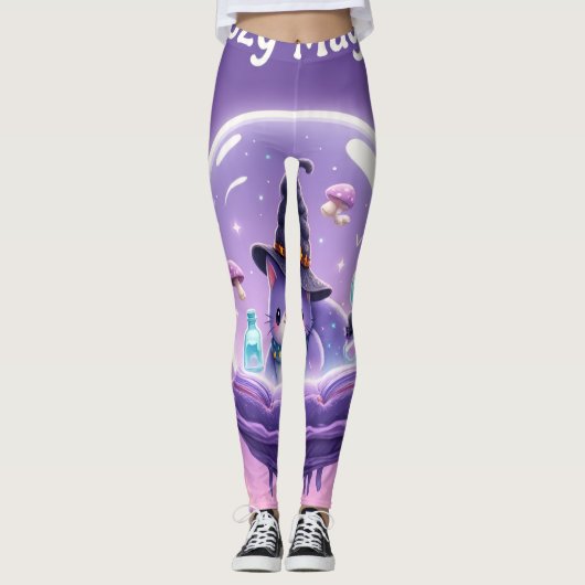 Kawaii Heks Sneeuwbol Leggings Paars (Voorkant)