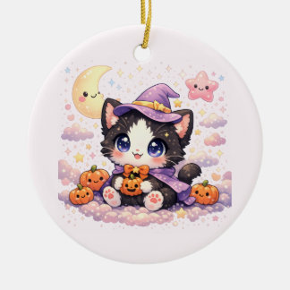 Kawaii Heks Wolk Kitty Keramisch Ornament