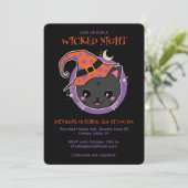 Kawaii Heksenkat Halloweenfeest Kaart (Staand voorkant)
